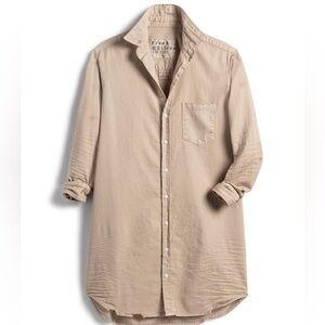 Frank & Eileen - Mary Woven Button Up Dress in Sand Tattered Denim